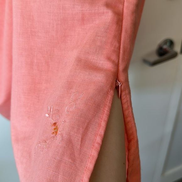 LEMON GRASS | Beaded and Embroidery Pink Sleeveless Linen Cotton Tank Top - Picture 6 of 11